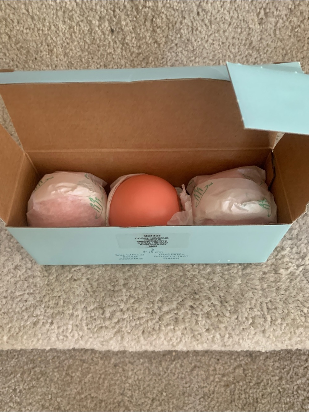 3 PartyLite Coral Hibiscus Scented Ball Candles - NIB
